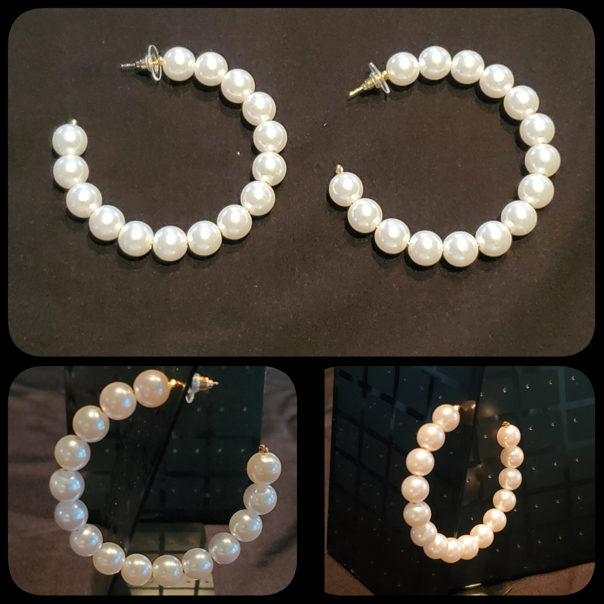 C shape pearl earrings